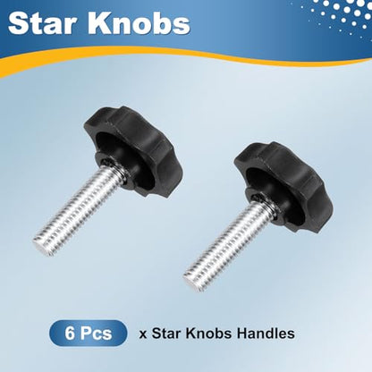 HARFINGTON 6Pcs Star Knob Handle M8 x 30mm Male Thread Metric Carbon Steel - size: M8 x 30mm