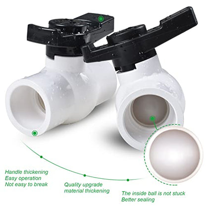 2Pcs 1" PVC Ball Valve, Shut-Off Valve with Easy to rotate and Excellent Handle, Rated at 150 PSI - size: 1 Inch (1")