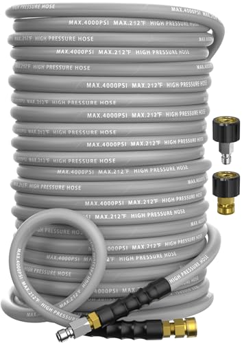 Pressure Washer Hose 200FT with 3/8'' Quick Connect, 4200 PSI - color: Gray, size: 200FT
