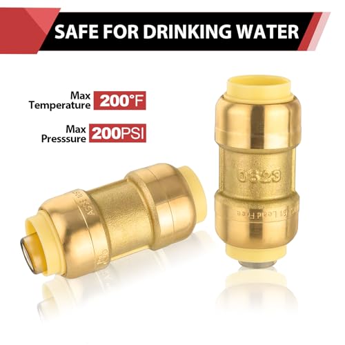5piece EFIELD 1/2 Inch Straight Coupling Push-Fit Fitting - size: 1/2 Inch(P5), style: Straight Coupling