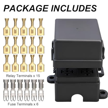 12V 3 Way Fuse Relay Box, 3 Relays and 3 ATC/ATO Blade Fuses Slots, Compatible with 4-Pin 5-Pin 40A Relay, for Cars Truck Jeep - size: 3Relays 3Fuses slots, style: Box