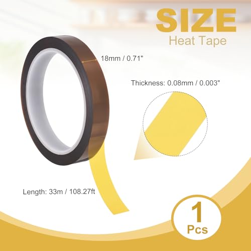 uxcell Heat Tape,18mmx33m(108ft) Heat Transfer Tape(0.08mm T,Brown) - size: 18mm