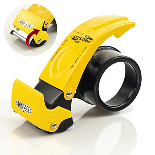 【Upgraded】 PROSUN Blade Safety Cover 2 Inch Professional Packing Tape Dispenser Packaging Metal Handheld Tape Gun Sealing Cutter TG11