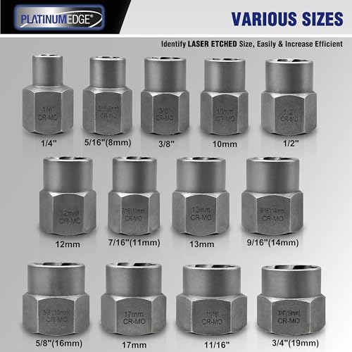 PLATINUMEDGE 13 Pieces Impact Bolt & Nut Remover Set