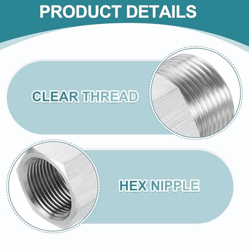 uxcell Pipe Fitting Reducing Adapter, 3/4" NPT Male x G3/4" Female 304 Stainless Steel Reducer Connectors for Water Oil Air Pressure Gauge, Silver - size: 3/4" NPT x G3/4"
