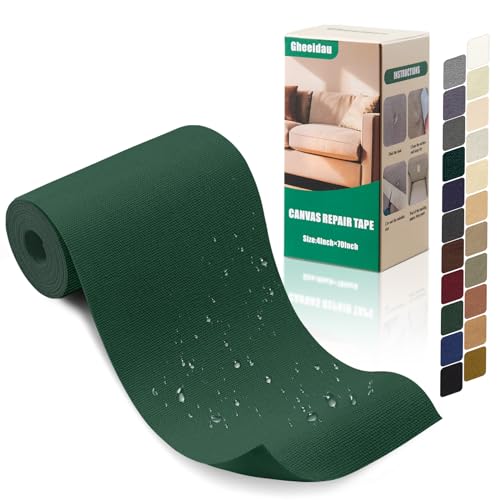 Gheeidau Canvas Repair Tape 4×70 Inch Waterproof Self-Adhesive Fabric Repair Patch for Repairing Boat Covers,Tents,Patio Umbrellas,Car Seats,Luggage,Sofas.(Dark Green) - color: Dark Green, size: 4"×70"