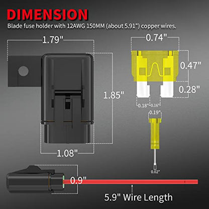 DaierTek Inline Fuse Holder 12V 12 AWG Waterproof ATC/ATO Blade Fuse Holder with 20 Amp 30 Amp 40 Amp Inline Fuse Heavy Duty in Line Fuse Holder for Marine Automotive Vehicle -6Pcs - color: Fixable