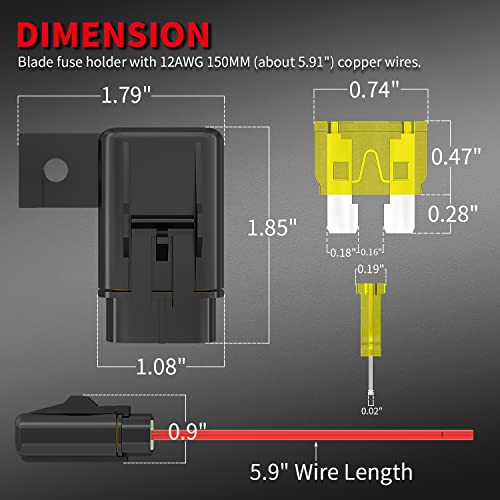 DaierTek Inline Fuse Holder 12V 12 AWG Waterproof ATC/ATO Blade Fuse Holder with 20 Amp 30 Amp 40 Amp Inline Fuse Heavy Duty in Line Fuse Holder for Marine Automotive Vehicle -6Pcs - color: Fixable