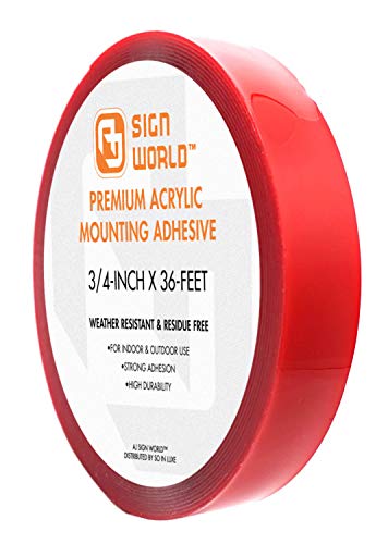 Best 3/4" Acrylic Double-Sided Mounting Tape, Residue Free Upon Removal, Crystal Clear, Nano Tape, Heavy Duty, Weather-Resistant, Red Backing (3/4-Inch x 36-Feet) - size: 3/4-Inch