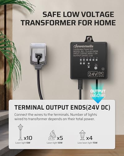 DEWENWILS 60W DC Low Voltage Transformer with Timer & Photocell Sensor - style: 24V-60W