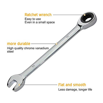 SaferCCTV Wrench Metric 14mm Ratcheting Wrench Set,Reversible Ratcheting Combination Wrench,Open Ended Ratchet - size: 14mm