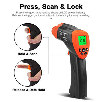 BTMETER Mini Anemometer Digital Air Flow Meter & Infrared Thermometer (-58℉-1292℉)(Not for Human Temp)