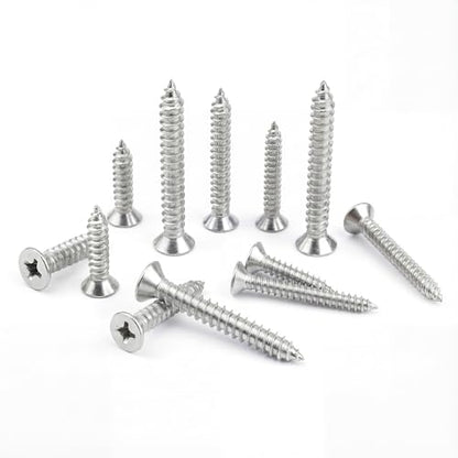 #4 x 1/4 inch Flat Head Wood Screws, 304 Stainless Steel Phillips Drywall Screws and Tapping Screws, High Hardness Screws for Drywall, Sheetrock, Wood (100 pcs) - size: #4 x 1/4"