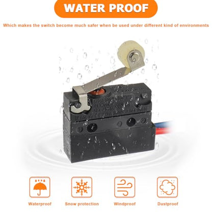 2 Pack Micro Limit Switch 6A 12V DC Micro Switch - size: 5A, Roller Lever