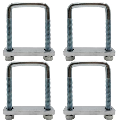 4 Pack Square U-Bolt for Trailer - Fits 2.5 Inch Wide Leaf Springs, Galvanized Steel Clamp Set, Secure Fit for Truck, Boat and Trailers - size: Fits Up To 2.5 Inch Wide Leaf Springs