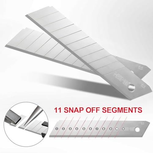 HIEMIE Tools 60Pcs 18mm Utility Knife Replacement Snap off Blades 60 Degree，Blades for Utility Knife and 18mm Box Cutter - Razor Sharp SK4 Steel - size: 18mm 60PC