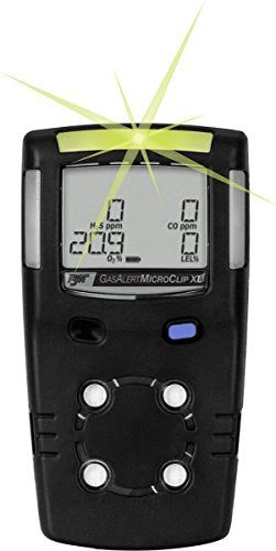 BW Technologies MCXL-XWHM-B-NA GasAlertMicroClip XL 4 Gas Detector, CO, H2S, LEL and O2, Black - color: Black