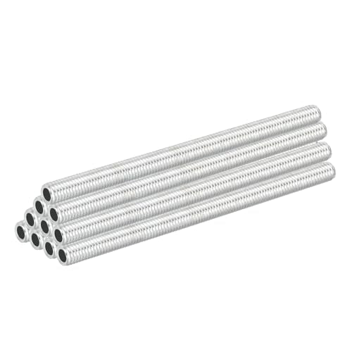 PATIKIL M8 Thread Carbon Steel Lamp Pipe, 10 Set 100 mm/3.94" Hollow Tube Thread Adapter Fasteners Hardware for Lamp Lights Chandelier Ceiling Light DIY, White Zinc Plating - size: M8x100mm