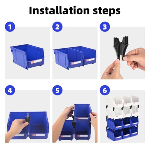 12 Packs Stackable Storage Bins, 7" x 5" x 4" Parts Bin, - color: Blue & Red 12pack, size: 7x5x4 inch
