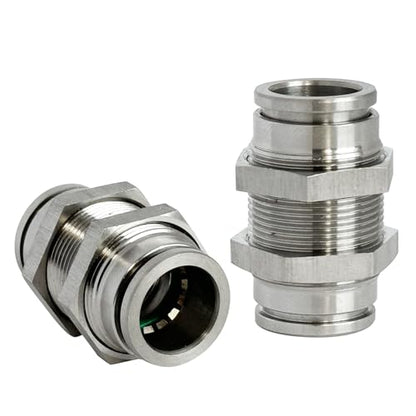 2Pcs Bulkhead Union 1/2" x 1/2" Tube OD Push to Connect Tube Fitting - size: 1/2" OD