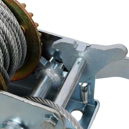 800 LBS Hand Winch with 32.8 FT Steel Cable, Heavy Duty Manual Hand Crank Winch, Two-Way Ratchet Boat Trailer Winch with 3.1:1 Gear Ratio for Boat, ATV, UTV, Trailer & Utility Pulling