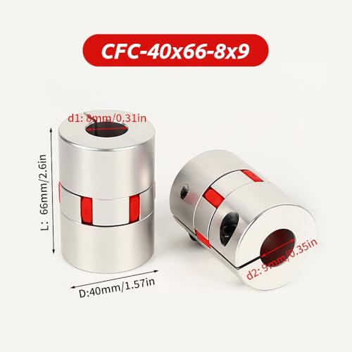 8mm to 9mm Plum Flexible Shaft Coupling, Diameter 40mm Length 66mm Aluminium Motor Connector Flexible Spider Coupler for 3D Printer CNC Machine Servo Stepped Motor - size: CFC-40x66-8x9, style: coupling