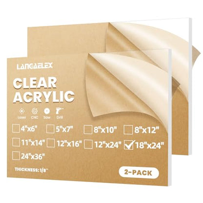 2 Pack 18x24 1/8" Clear Plexiglass Sheets for Window Display - size: 18 x 24"