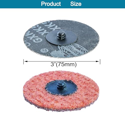 58PCS 3 Inch Quick Change Sanding Disc Set,Surface Conditioning Disc for Die Grinder Surface Prep Strip Grind Polish Burr Finish Rust Paint Removal