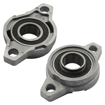 2Pcs Pillow Block Bearing, KFL002 15mm/0.59" Mounted Zinc Alloy Self Aligning Pillow Block Flange Bearing - style: 15mm/0.59"