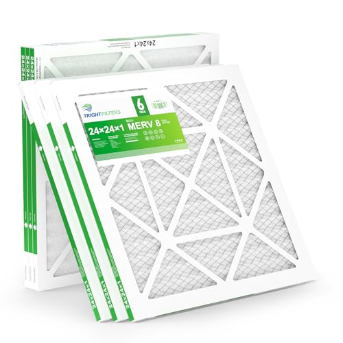 TRIGHTFILTERS 24x24x1 Air Filter 6 Pack, Durable MERV 8 Pleated Home HVAC AC Furnace Filters, Lightweight Compact Air Conditioner Filter Replacement - size: 24x24x1-6pack