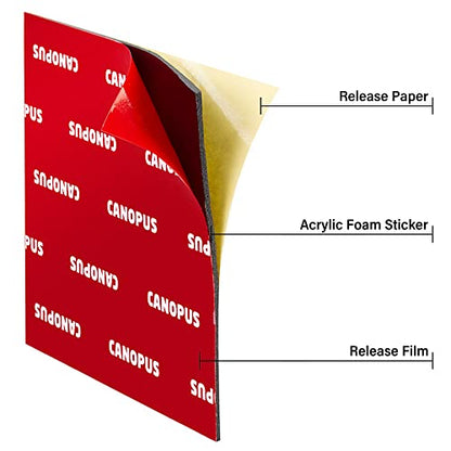 CANOPUS Mounting Square Tape Double Sided, Adhesive Pads Foam Tape, Made in USA, 5952 Roll, 8-PCs 3in x 3in Square Pack, with Box Cutter (1PC) and Razor Replacement (2PCs) - size: 3in x 3in