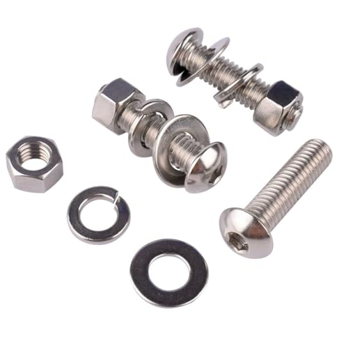 10 Sets 5/16-18 x 1-1/2" Button Head Socket Cap Bolts Screws, Hex Nuts, Flat & Lock Washers, 304 Stainless Steel 18-8 Fully Machine Thread, Silver - color: Silver, size: 5/16-18 x 1-1/2" (10 Sets)