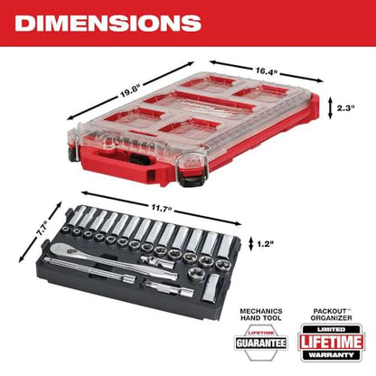 Milwaukee 48-22-9482 32-Piece Metric 3/8 in. Mechanics Ratchet and Socket Set with PACKOUT Case