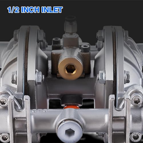 Double Diaphragm Pump Air Operated 1/2 inch Inlet/Outlet Pneumatic Waste Oil Transfer Pump for Chemical QBK-15P 9 GPM Dual Diaphram Polypropylene Nitrile Rubber by Stainless Steel Iron 120 PSI - style: 0.5 INCH PORT