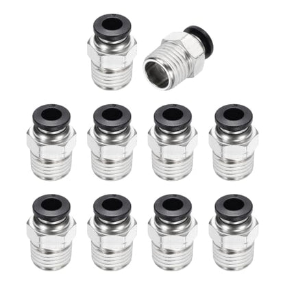 10Pcs Pneumatic Push to Connect Fitting Fit 6mm OD Tube 1/4"MNPT - color: Black, size: 6mm OD x 1/4" NPT