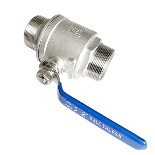 2 inch Male to Male Thread Ball Valve 304 Stainless Steel Full Port NPT Thread Ball Valves WOG1000 - size: 2 Inch