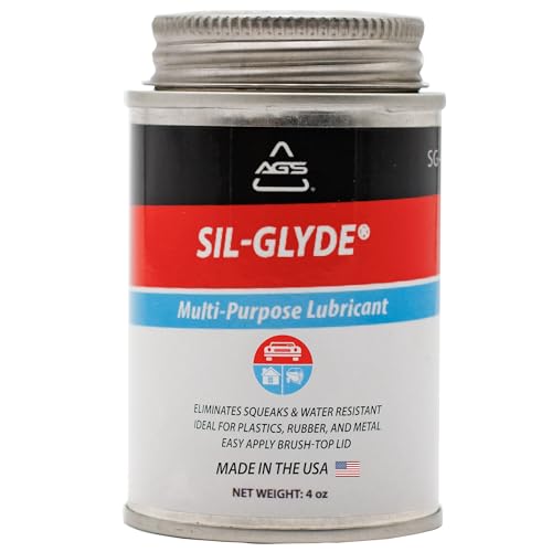 AGS Automotive Solutions SIL-Glyde Brush Top Can Multi-Purpose All-Weather Lubricating Compound for All Surfaces, 4 oz Lubricant Can, Silicone Lubricant, Ensure Friction Resistance - size: 4oz