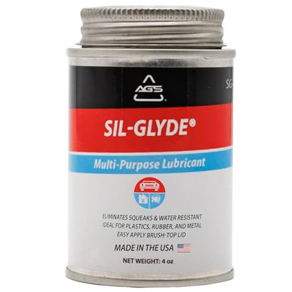 AGS Automotive Solutions SIL-Glyde Brush Top Can Multi-Purpose All-Weather Lubricating Compound for All Surfaces, 4 oz Lubricant Can, Silicone Lubricant, Ensure Friction Resistance - size: 4oz