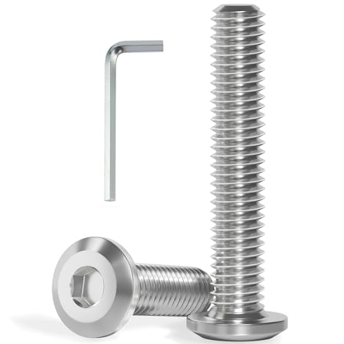 VGBUY M6-1.0 x 55 mm 30Pcs Flat Head Hex Socket Cap Screws Bolts,304 Stainless Steel 18-8,Full Thread,Hex Spanner Included (VG30113) - size: M6 x 55-30pcs