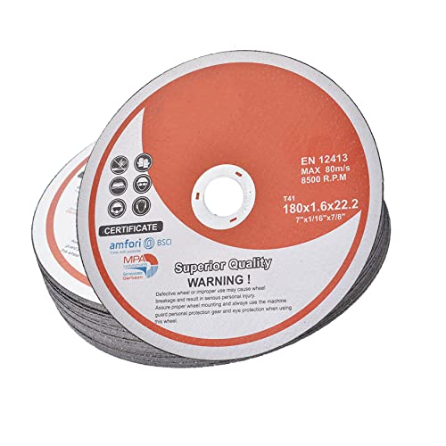 WFLNHB 25 Pack 7"x0.0625"x7/8" Metal and Stainless Steel Cut Off Wheels Replacement for Angle Grinders - style: 7"x1/16"x7/8"