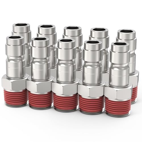 ChillWaves Automotive T-Style Air Plug, 1/2" NPT Male Pneumatic Plugs, Air Compressor Accessories Fittings(10-PACK) - size: 1/2" MNPT(1/2" Body)