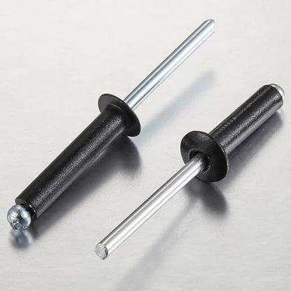 Wensilon (300Pcs) 1/8"x1/2" Black Aluminum blind pro Rivets,Aluminum Grip and Steel Mandrel - color: Black, size: 1/8"x1/2"