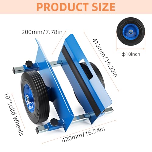 Heavy Duty Panel Dolly,10" Rubber Wheels Adjustable Drywall Cart - color: Blue