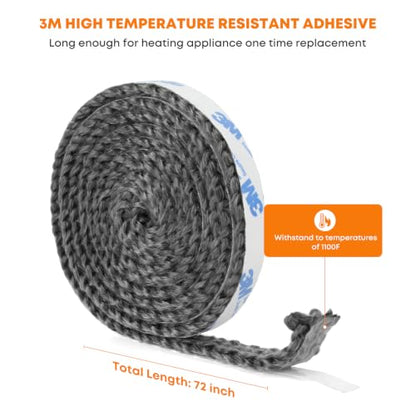 Stanbroil Stove Gasket Tape, 1/2" Width, 1/4" Thick, 72" Length - size: 1/2" Wide - 1/4" Thick