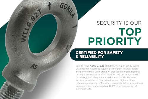 GORILA Lifting Mechanical Shoulder Eye Bolt | 1 1/4" - 7 x 3 | 15050 LBS (6,82 Ton) | Safety Factor 4:1 | Since 1989 - size: 1 1/4" - 7 x 3"