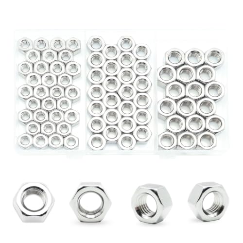 90Pcs 1/4-20 Nut, 5/16-18 Nut, 3/8-16 Nuts, Standard SAE Hex Nuts Kit - size: SAE 1/4 5/16 3/8 Kit---90 Pcs