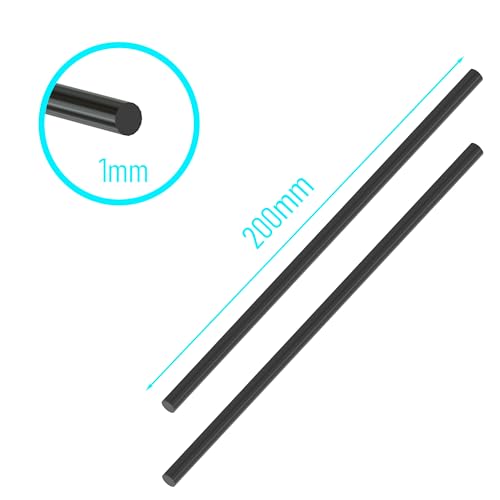 10Pcs Carbon Fiber Rod, 1mm x 200mm - size: 1mm x 200mm-10PC