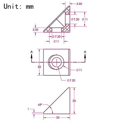 8PCS Black Angle Sharp Corner Bracket Connector for 6mm Slot Aluminum Extrusion Profile 2020 Series (Angle Corner-8PCS) - style: Angle corner 8 pieces