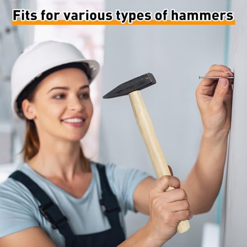 HARFINGTON 2pcs Wood Sledge Hammer Handle 10.2" Hammer Wooden Replacement Handles with Round Wedges for 3lb Round Octagonal Head Decking Framing Carpentry Construction DIY Sledge Axe Tools