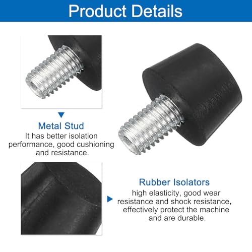 uxcell 8Pcs Thread Adjustable Levelling Feet, 0.98" x 0.71" Rubber Furniture Feet with M10 x 14mm Studs for Table Chair Feet Floor Protector, Black - size: 0.98" x 0.71", M10 x 14mm